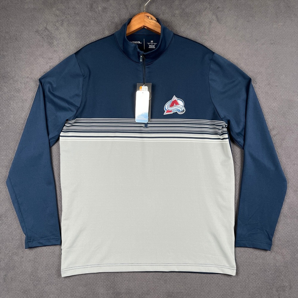 Colorado Avalanche Antigua 1/4 Zip Pullover Mens Medium Blue White 104504 NEW